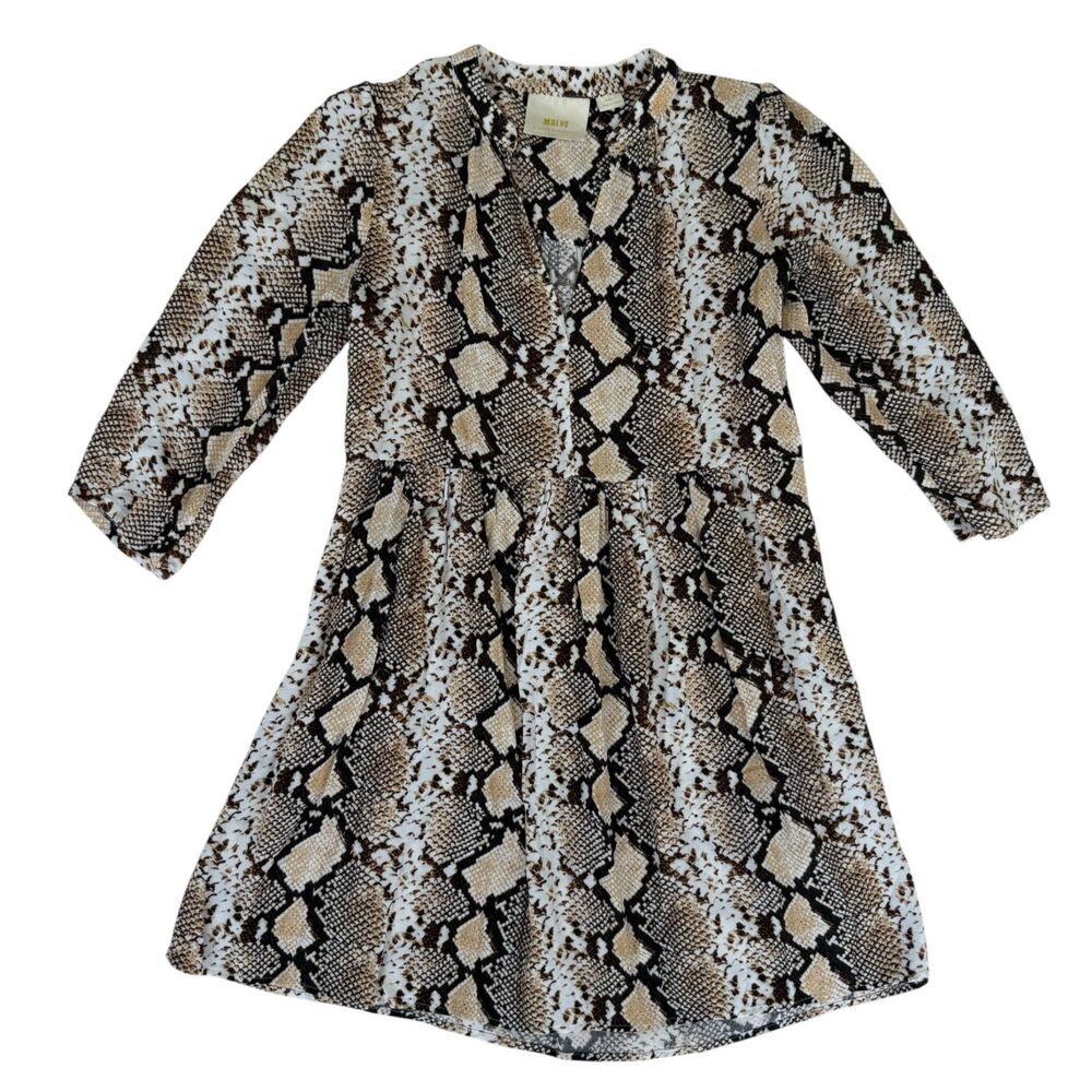 EUC Anthropologie Maeve Juno Snake Print Button Down Long Sleeve Shirt Dress XS - Picture 2 of 6